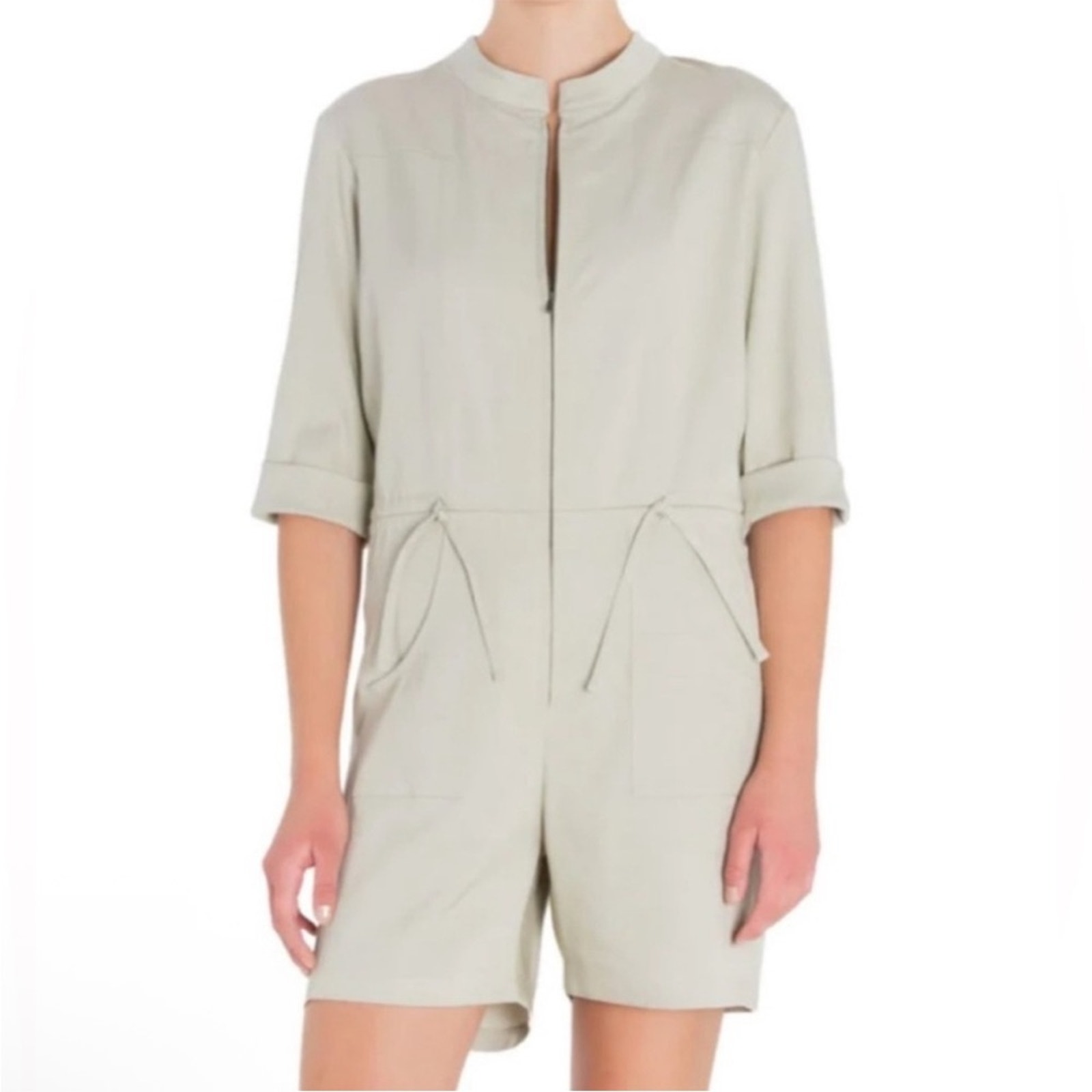 Elaine Kim Eco Denim Romper Triniti In Stone Size M